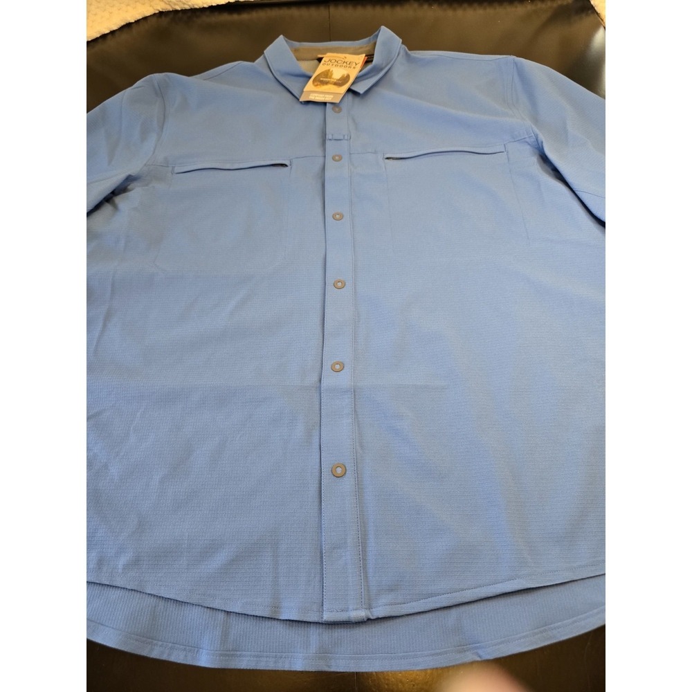 NEW Jockey Outdoors by Luke‎ Bryan Men's 3XL Snap Woven Shirt Blue Short Sleeve